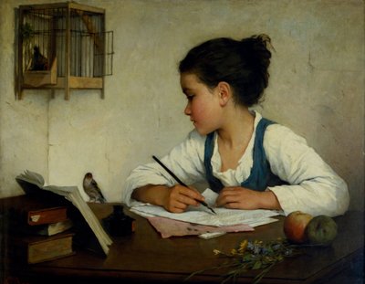 Una ragazza che scrive; Il cardellino domestico da Henriette Browne